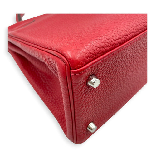 Kelly 28 Rouge Casaque in Clemence Palladium hardware CL2607-22484 7