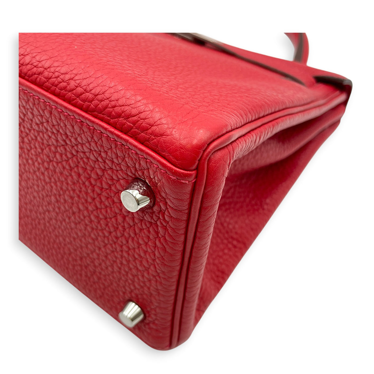 Kelly 28 Rouge Casaque in Clemence Palladium hardware