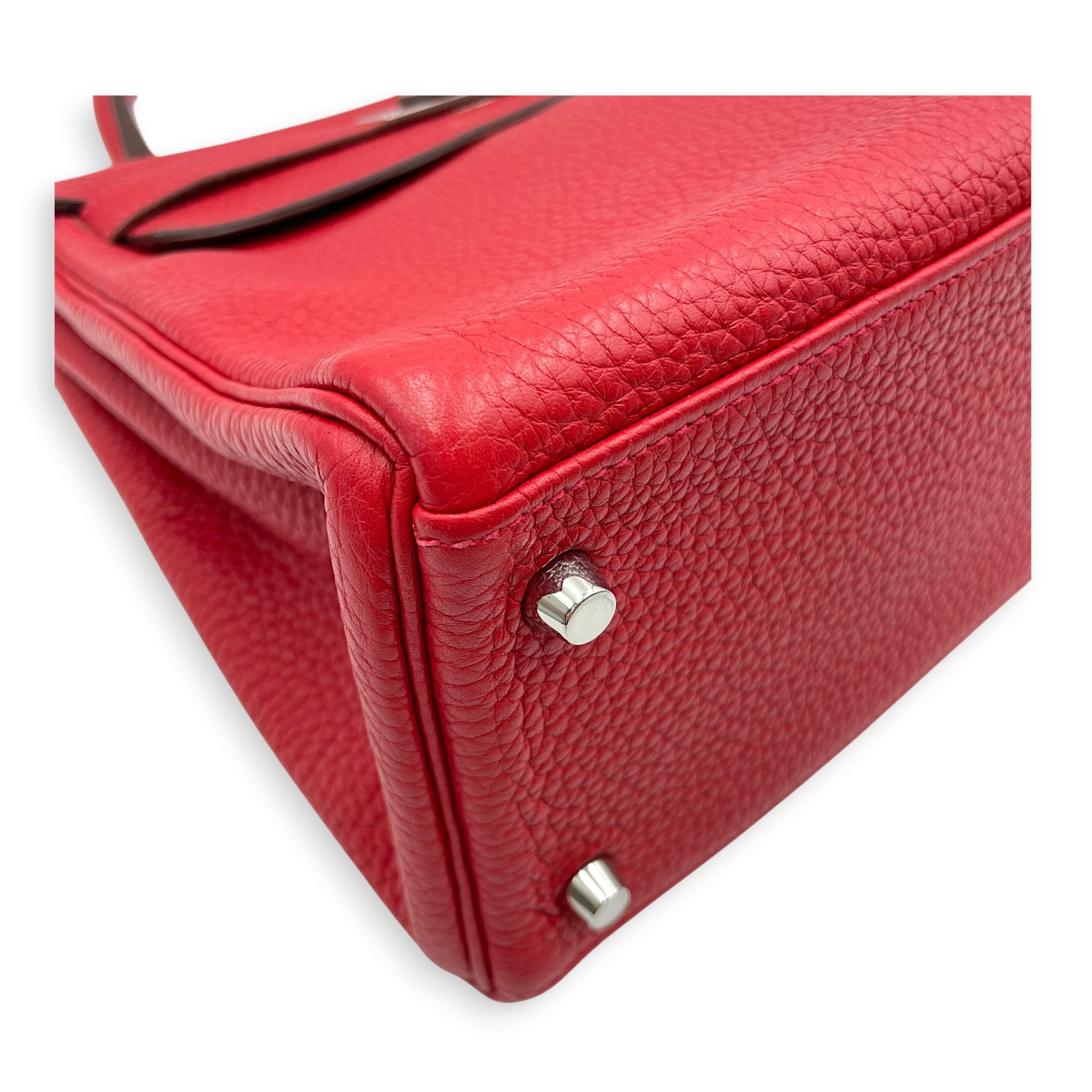 Kelly 28 Rouge Casaque in Clemence Palladium hardware