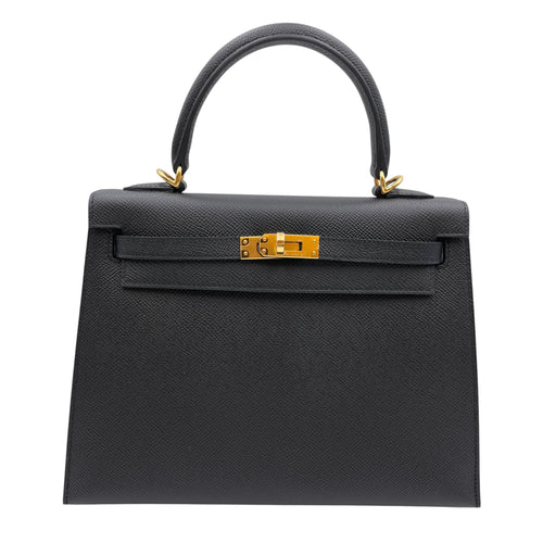 Sellier Kelly 25 Black in Epsom Gold hardware CL2607-22485 1