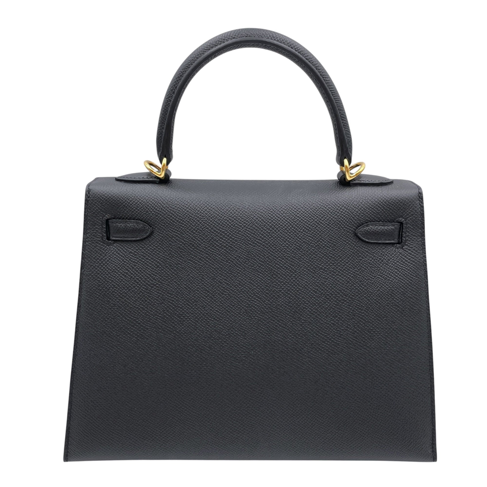 Sellier Kelly 25 Black in Epsom Gold hardware CL2607-22485 2