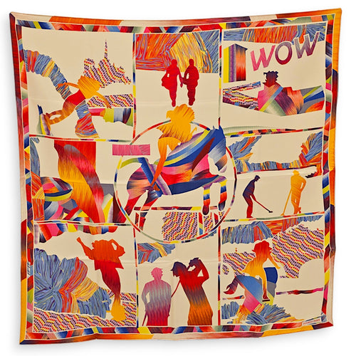 WOW Marble silk  90 Multi-colour Scarf CL2607-22491 1