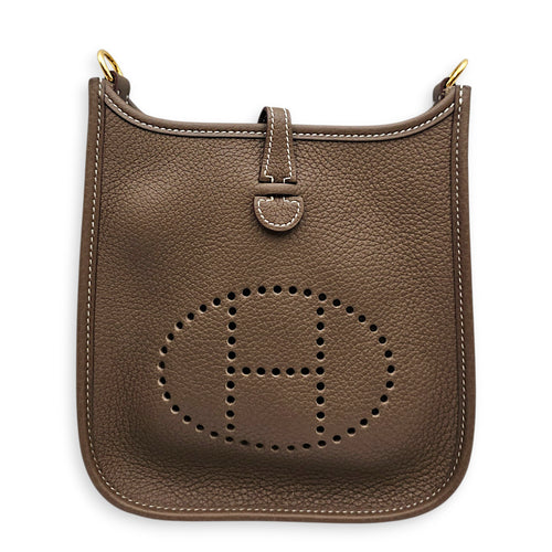Evelyne Mini Etoupe in Clemence Gold hardware