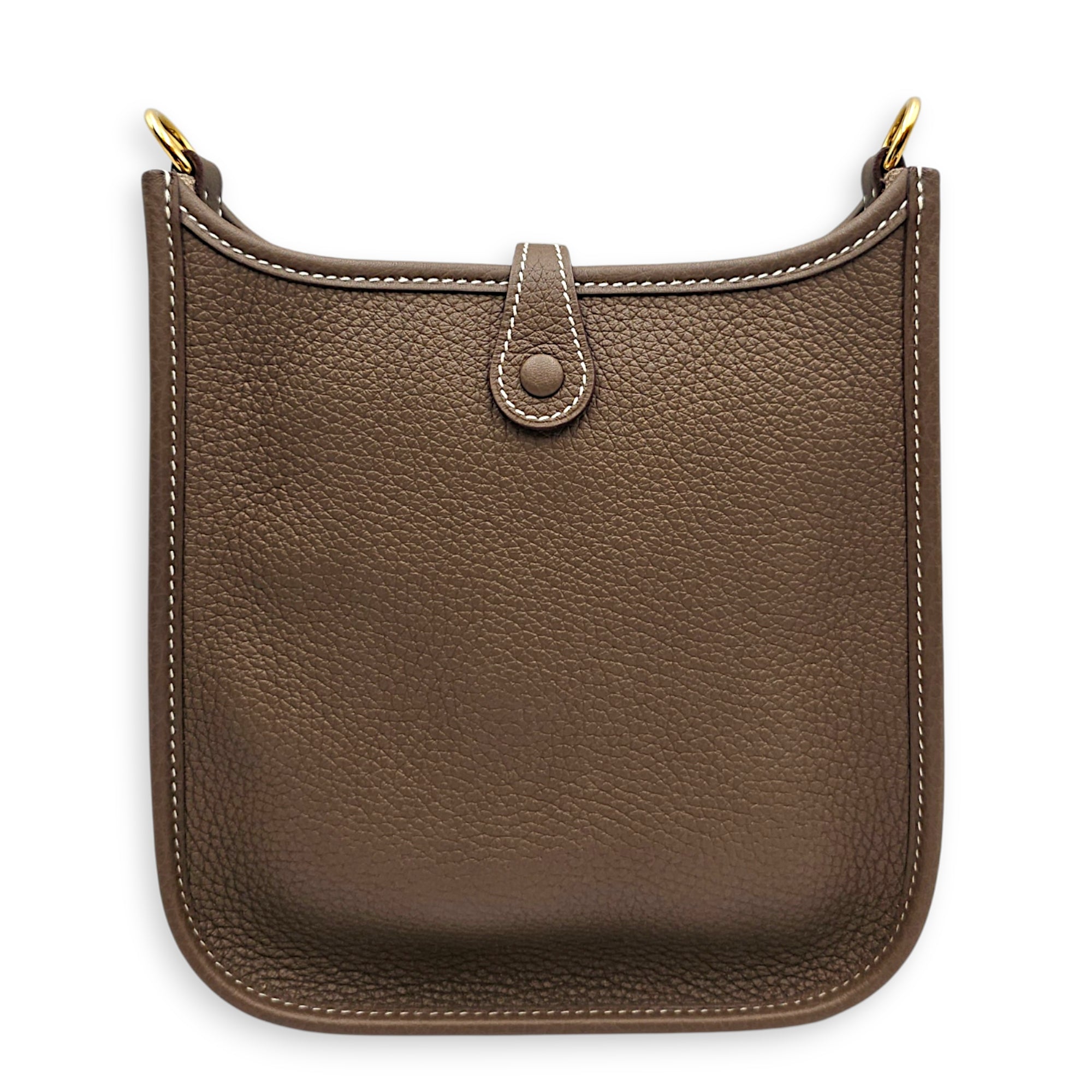 Evelyne Mini Etoupe in Clemence Gold hardware