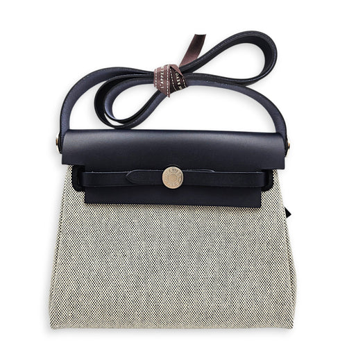 Herbag Mini Blue Indigo/Ecru-noir in Vache Hunter/Toile Palladium hardware CL2607-22500 1