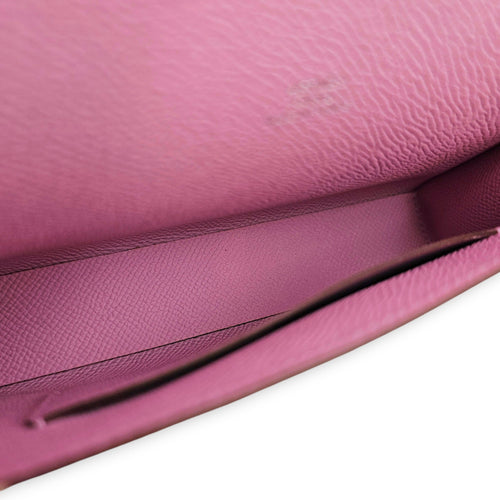 Hermesnap Mauve Sylvestre Wallet in Epsom Palladium hardware CL2607-22502 3