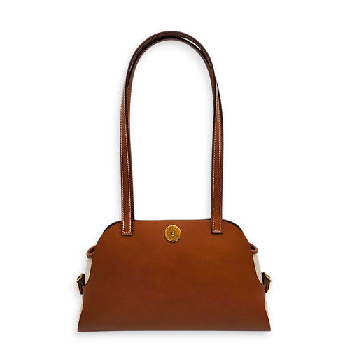 Tablier Sellier Fauve/Ecru-beige/Gold in Vache Hunter/Toile/Swift Gold hardware CL2607-22507 1