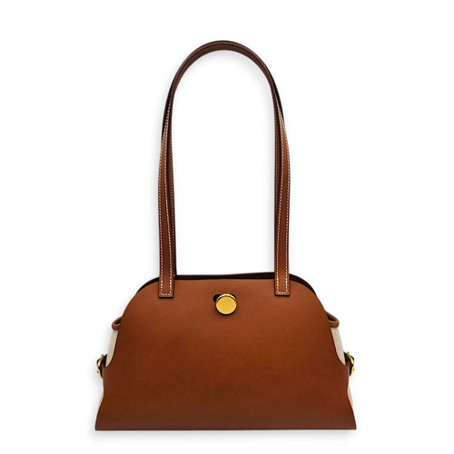 Tablier Sellier Fauve/Ecru-beige/Gold in Vache Hunter/Toile/Swift Gold hardware CL2607-22507 2