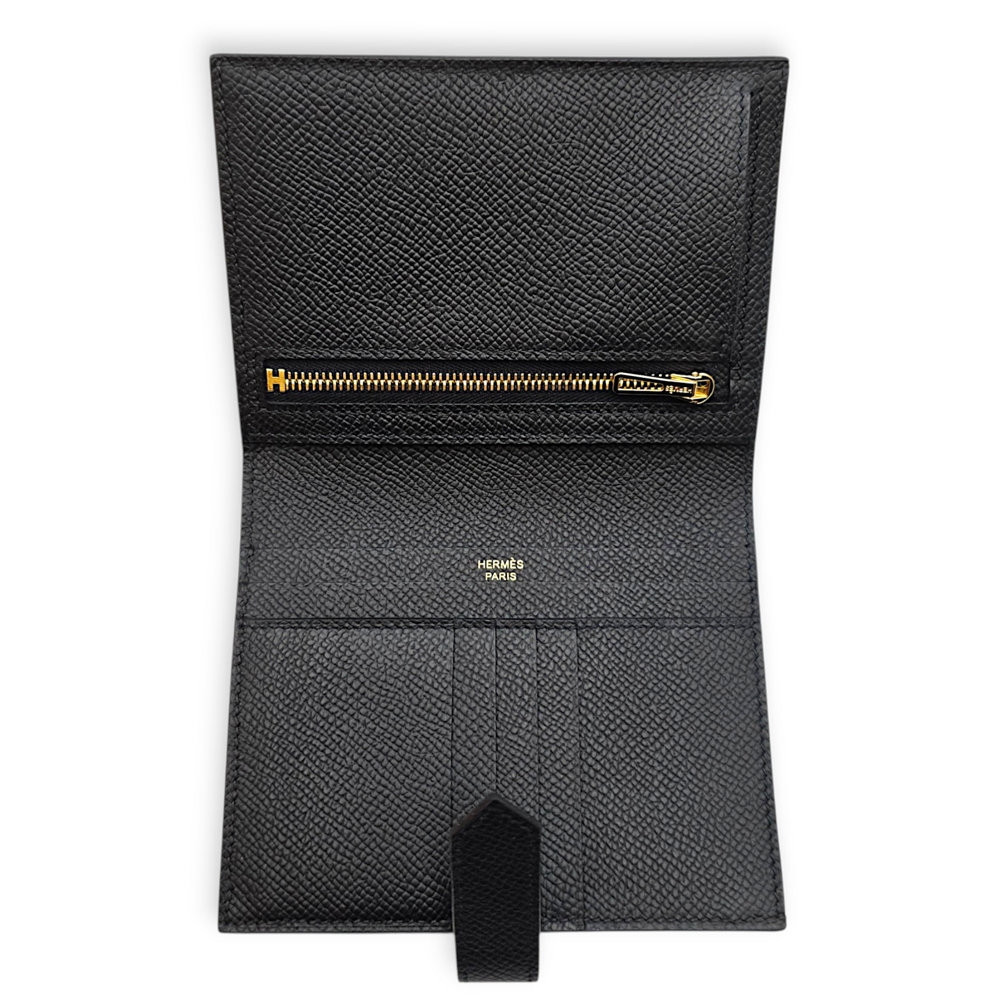 Bearn Black Wallet in Epsom Gold hardware CL2607-22517 3