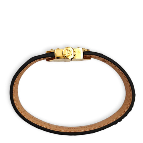 Nano monogram bracelet size 17 Brown Bangle in Calfskin Gold hardware