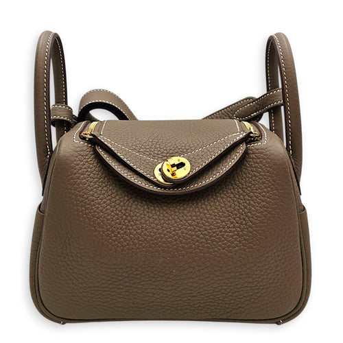 Lindy II Mini Etoupe in Clemence Gold hardware CL2607-22521 1