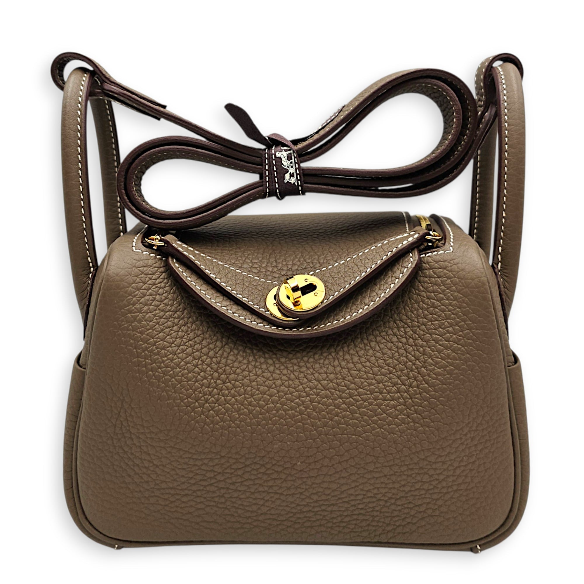 Lindy II Mini Etoupe in Clemence Gold hardware CL2607-22521 10
