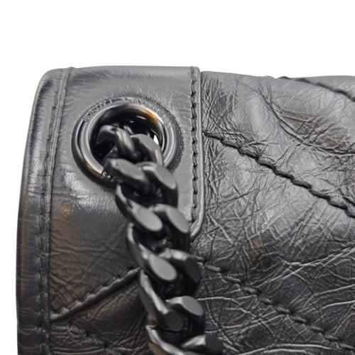 Niki 27cm Black Shoulder Bag in Calfskin Ruthenium hardware CL2607-22528 17