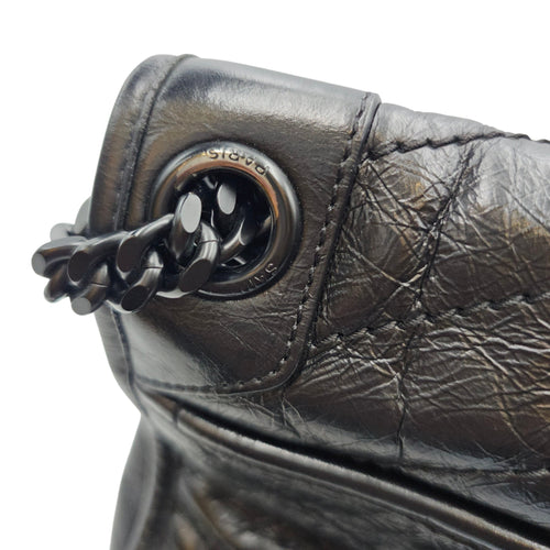 Niki 27cm Black Shoulder Bag in Calfskin Ruthenium hardware CL2607-22528 18