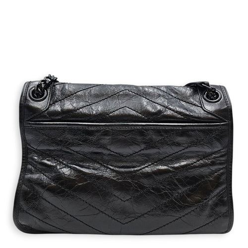 Niki 27cm Black Shoulder Bag in Calfskin Ruthenium hardware CL2607-22528 2