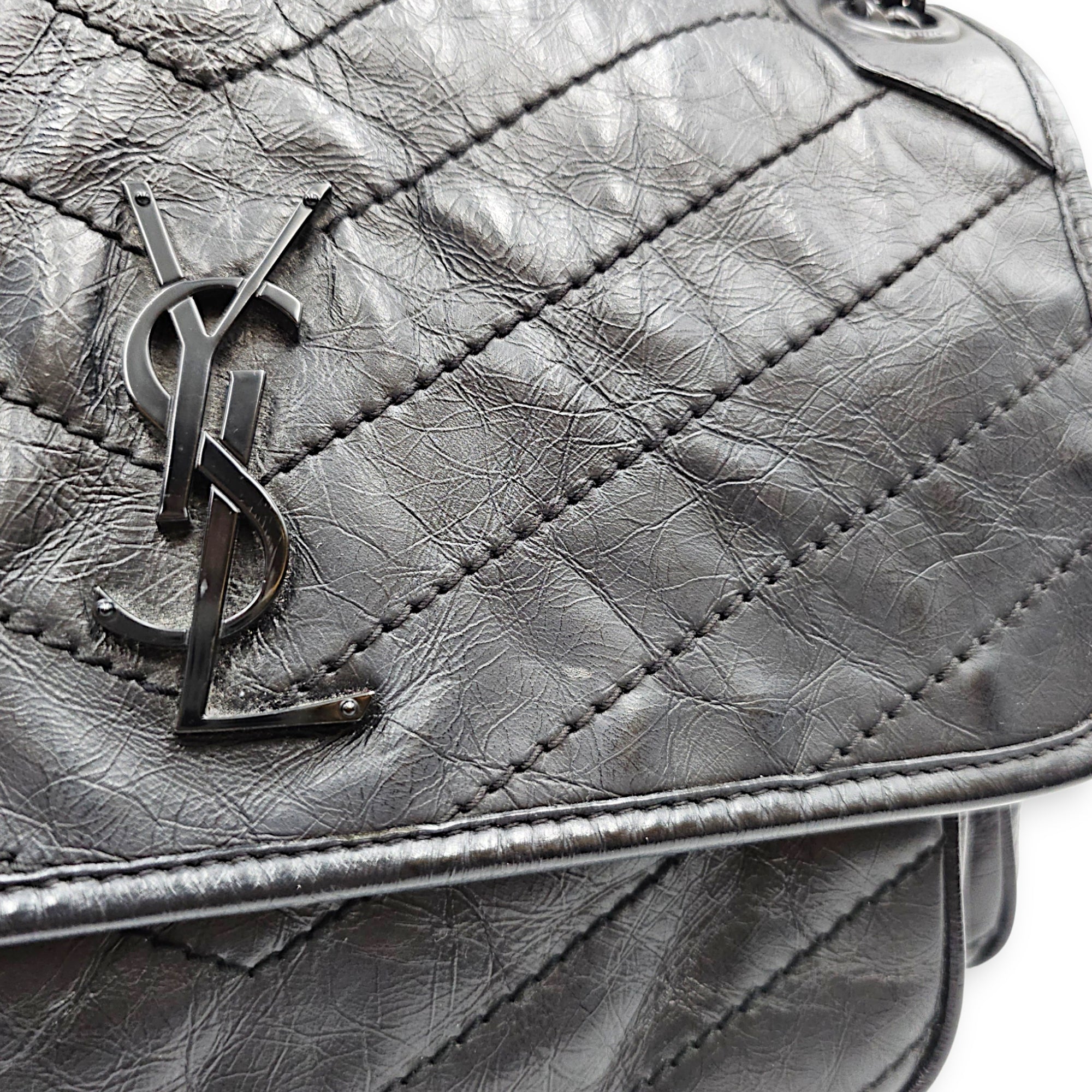 Niki 27cm Black Shoulder Bag in Calfskin Ruthenium hardware CL2607-22528 10