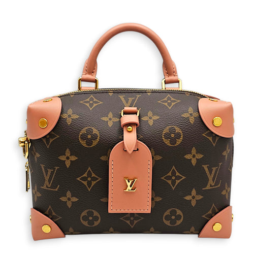 Petite Malle Souple 20 Pink Crossbody Bag in Calfskin Gold hardware