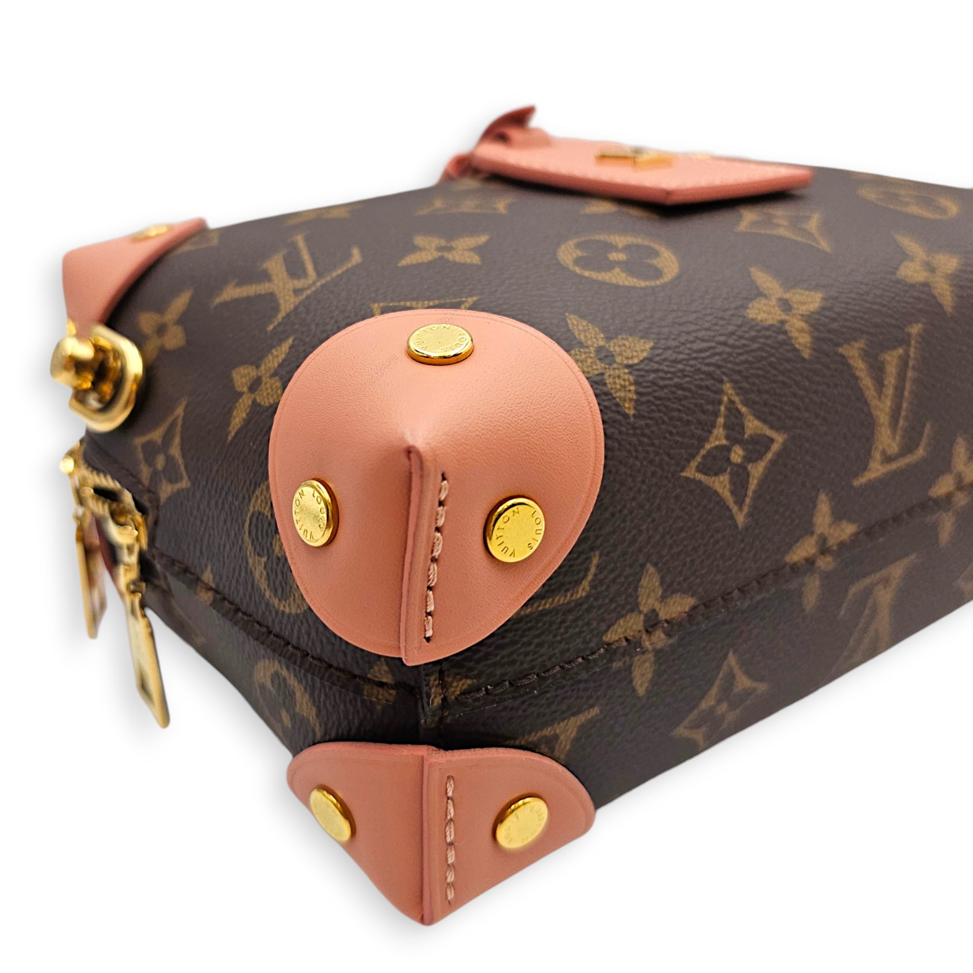 Petite Malle Souple 20 Pink Crossbody Bag in Calfskin Gold hardware