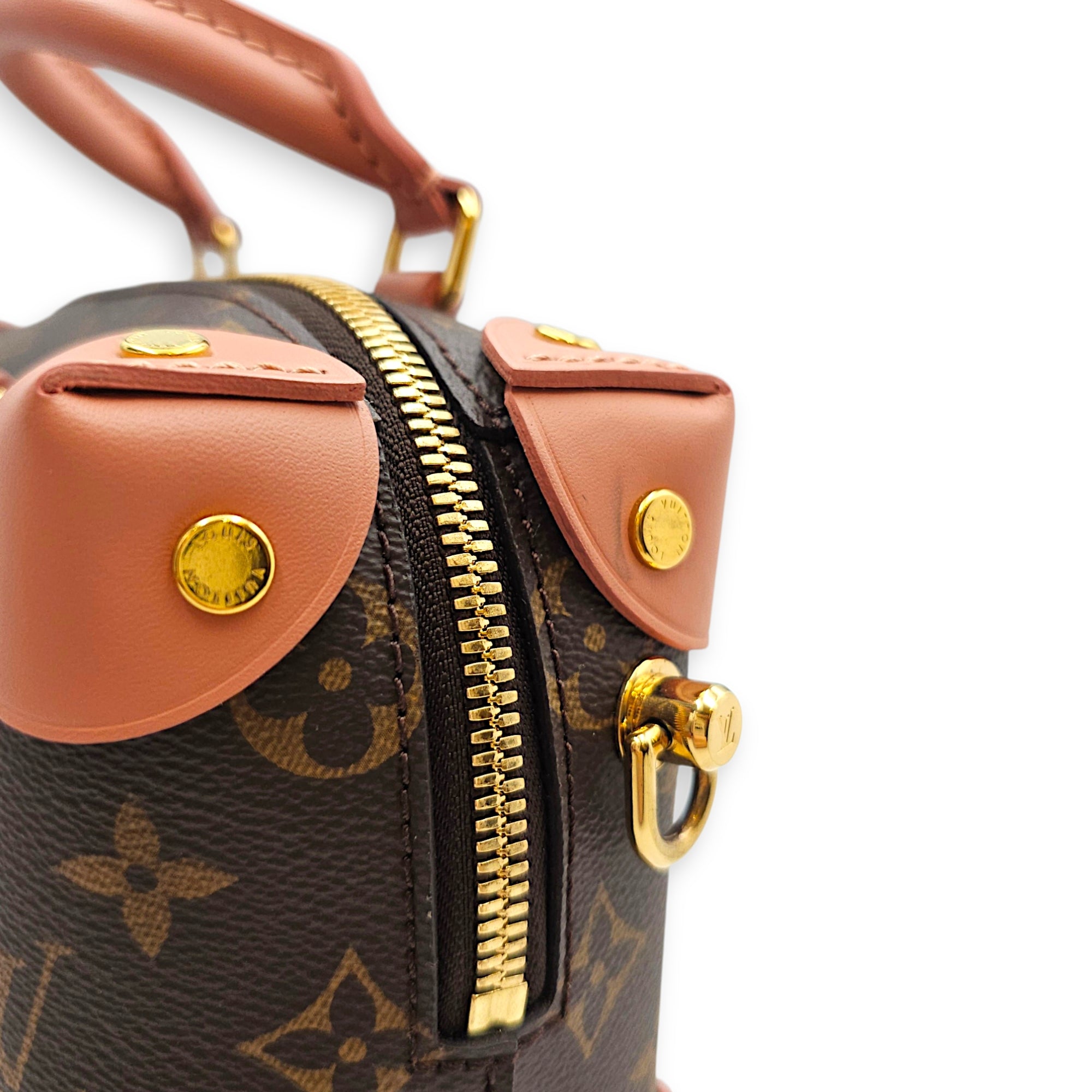 Petite Malle Souple 20 Pink Crossbody Bag in Calfskin Gold hardware