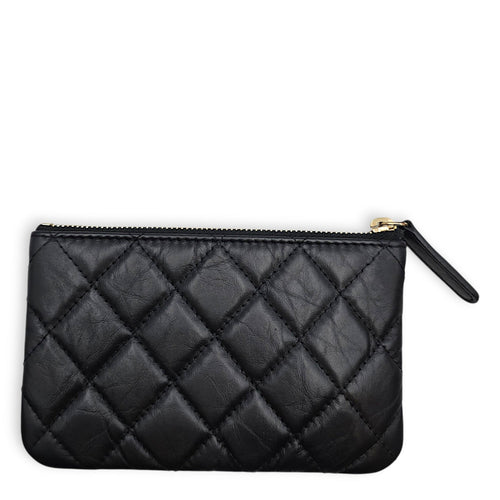 Qulited Reissue Lucky Charms O Case Wallet Black Pouch in Distressed Leather Gold hardware CL2607-22532 2