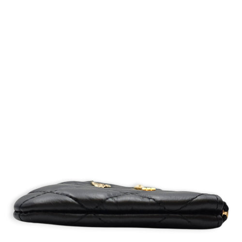 Qulited Reissue Lucky Charms O Case Wallet Black Pouch in Distressed Leather Gold hardware CL2607-22532 4