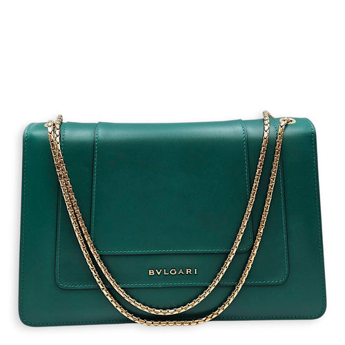 Serpenti Forever with snakehead closure 25cm Green Shoulder Bag in Calfskin Gold hardware CL2607-22537 2