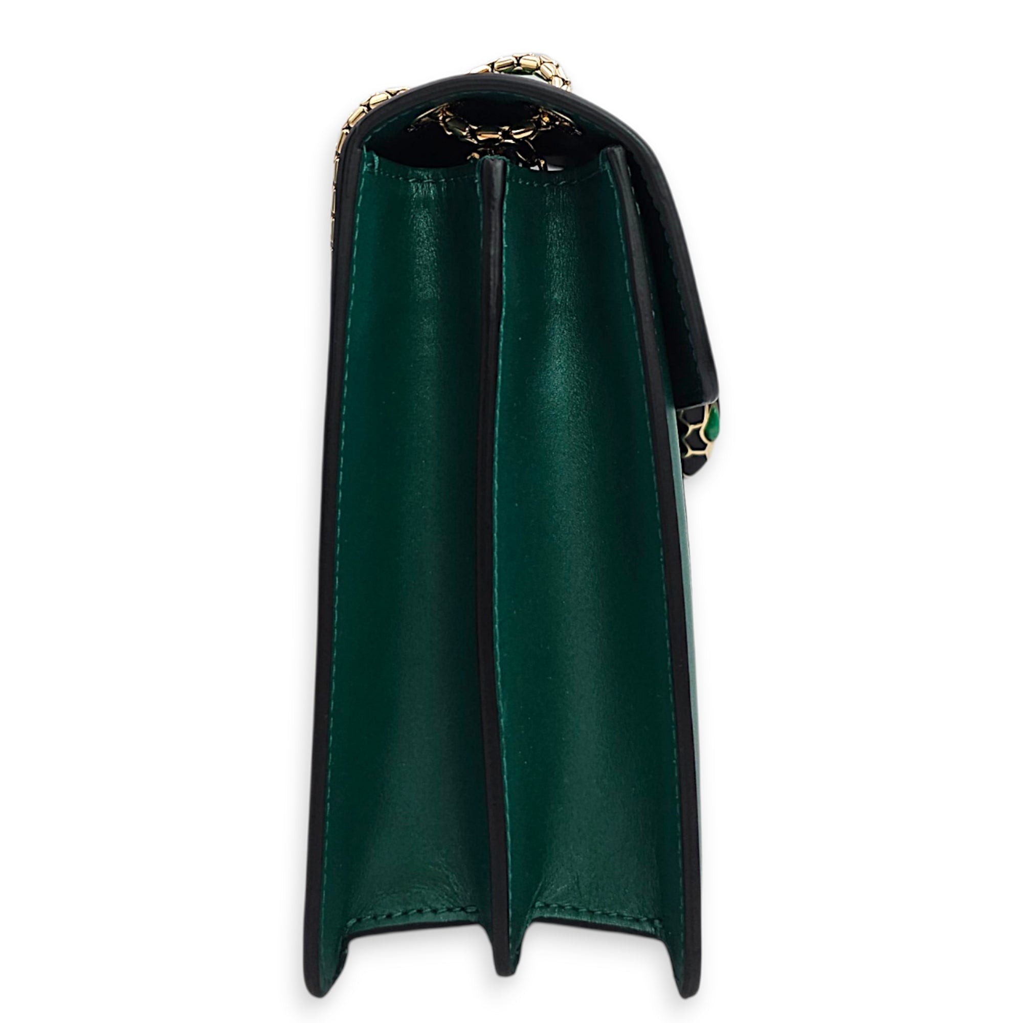 Serpenti Forever with snakehead closure 25cm Green Shoulder Bag in Calfskin Gold hardware CL2607-22537 3