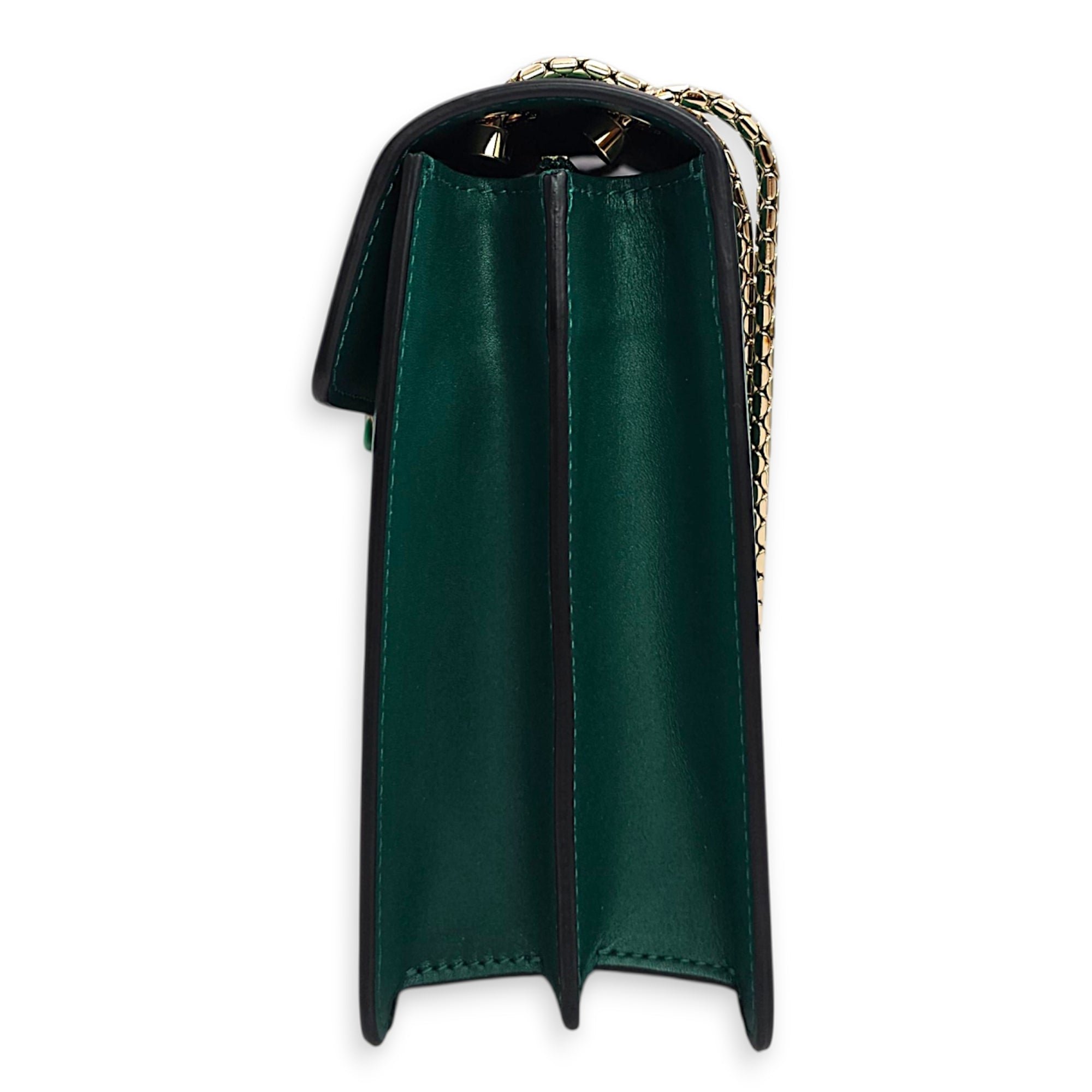 Serpenti Forever with snakehead closure 25cm Green Shoulder Bag in Calfskin Gold hardware CL2607-22537 4