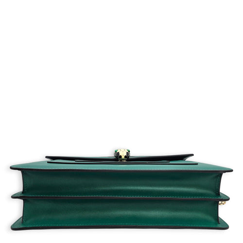 Serpenti Forever with snakehead closure 25cm Green Shoulder Bag in Calfskin Gold hardware CL2607-22537 5