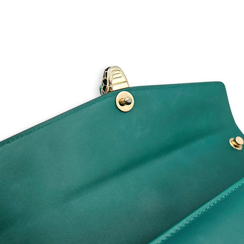 Serpenti Forever with snakehead closure 25cm Green Shoulder Bag in Calfskin Gold hardware CL2607-22537 8