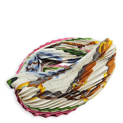 Coaching Pleated  90 Vert/Blanc/Rose Scarf CL2607-22538 3