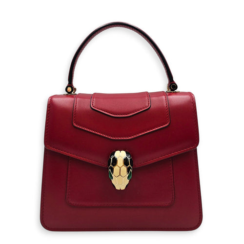 Serpenti Forever 18cm Red Top Handle Bag in Calfskin Gold hardware CL2607-22539 1