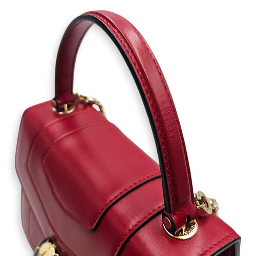 Serpenti Forever 18cm Red Top Handle Bag in Calfskin Gold hardware CL2607-22539 9