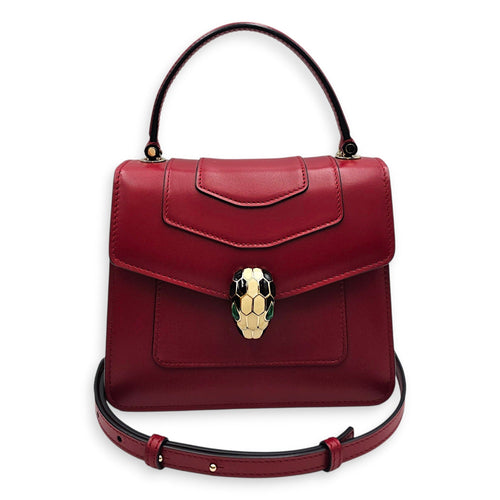 Serpenti Forever 18cm Red Top Handle Bag in Calfskin Gold hardware CL2607-22539 12