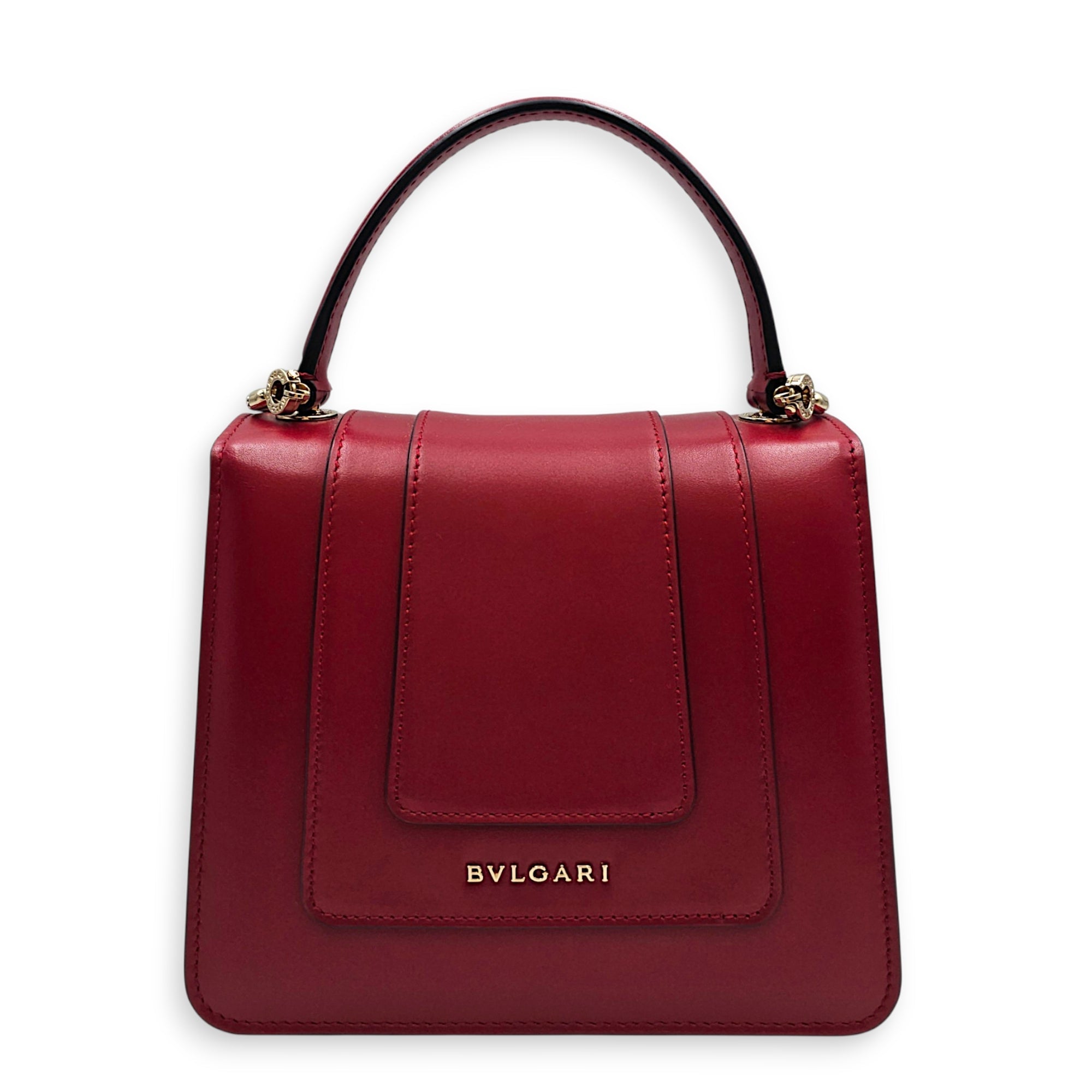 Serpenti Forever 18cm Red Top Handle Bag in Calfskin Gold hardware CL2607-22539 2