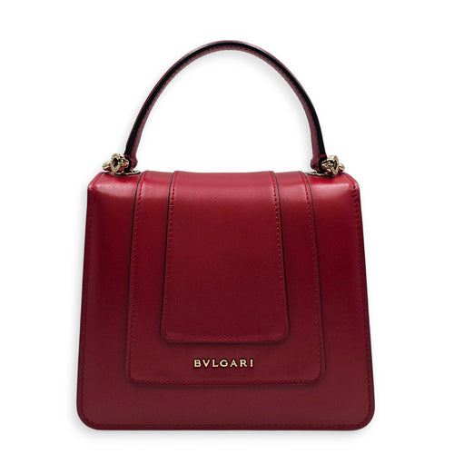 Serpenti Forever 18cm Red Top Handle Bag in Calfskin Gold hardware CL2607-22539 2