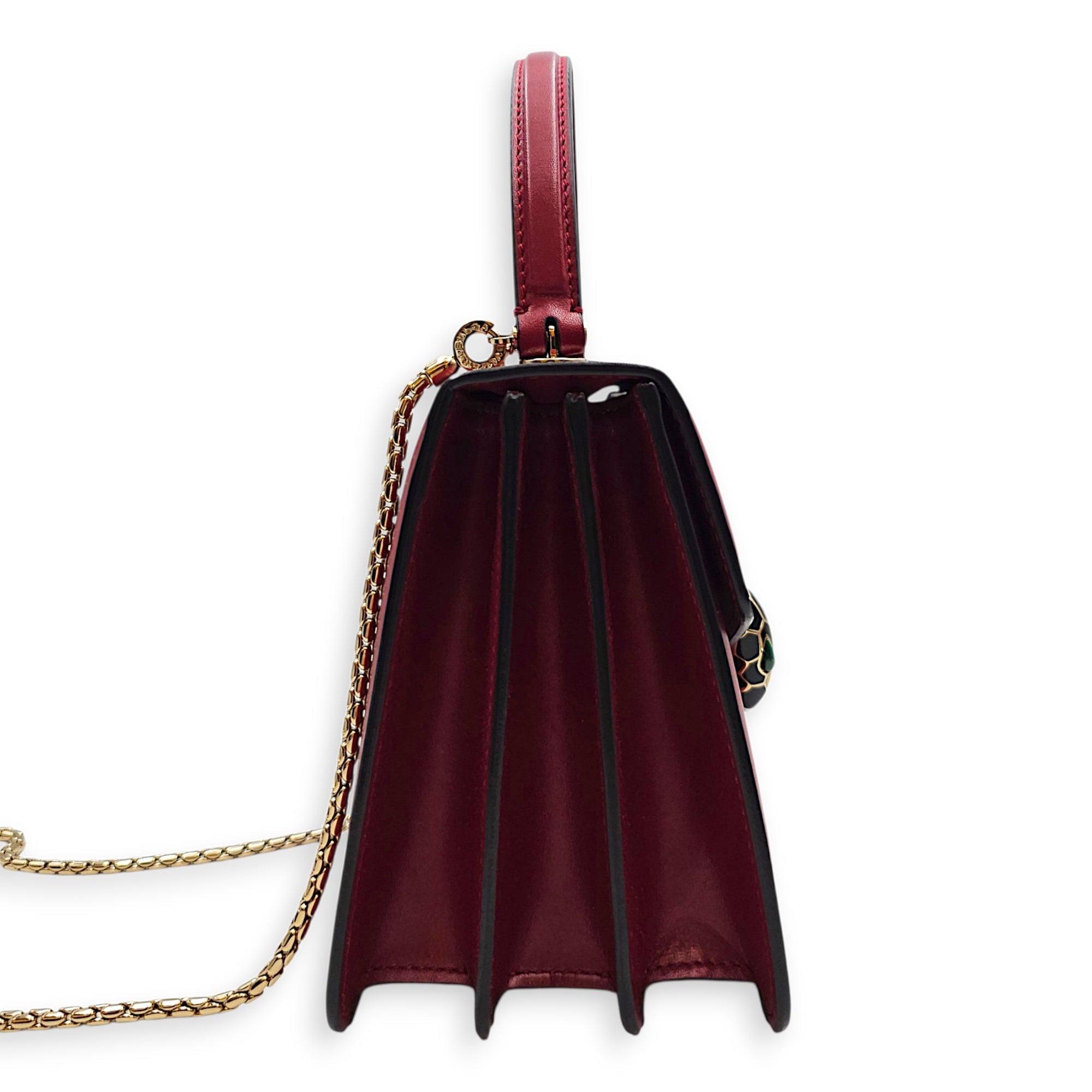 Serpenti Forever 18cm Red Top Handle Bag in Calfskin Gold hardware CL2607-22539 3