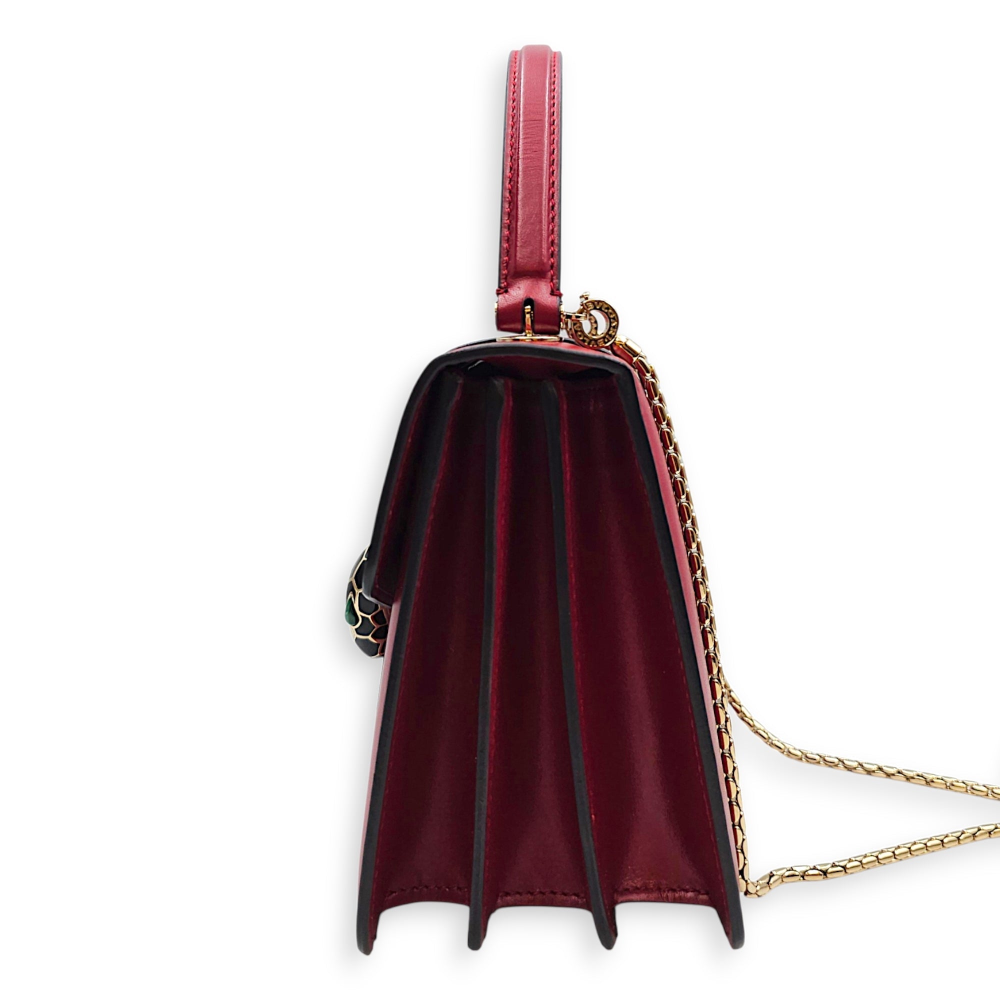 Serpenti Forever 18cm Red Top Handle Bag in Calfskin Gold hardware CL2607-22539 5