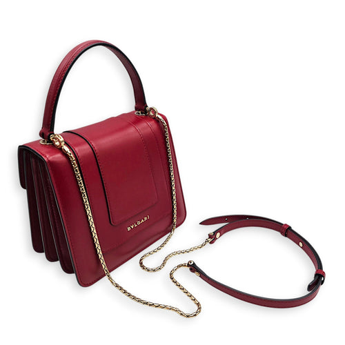 Serpenti Forever 18cm Red Top Handle Bag in Calfskin Gold hardware CL2607-22539 14