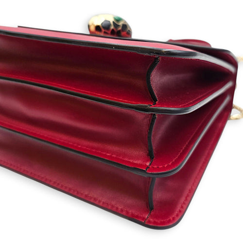 Serpenti Forever 18cm Red Top Handle Bag in Calfskin Gold hardware CL2607-22539 6
