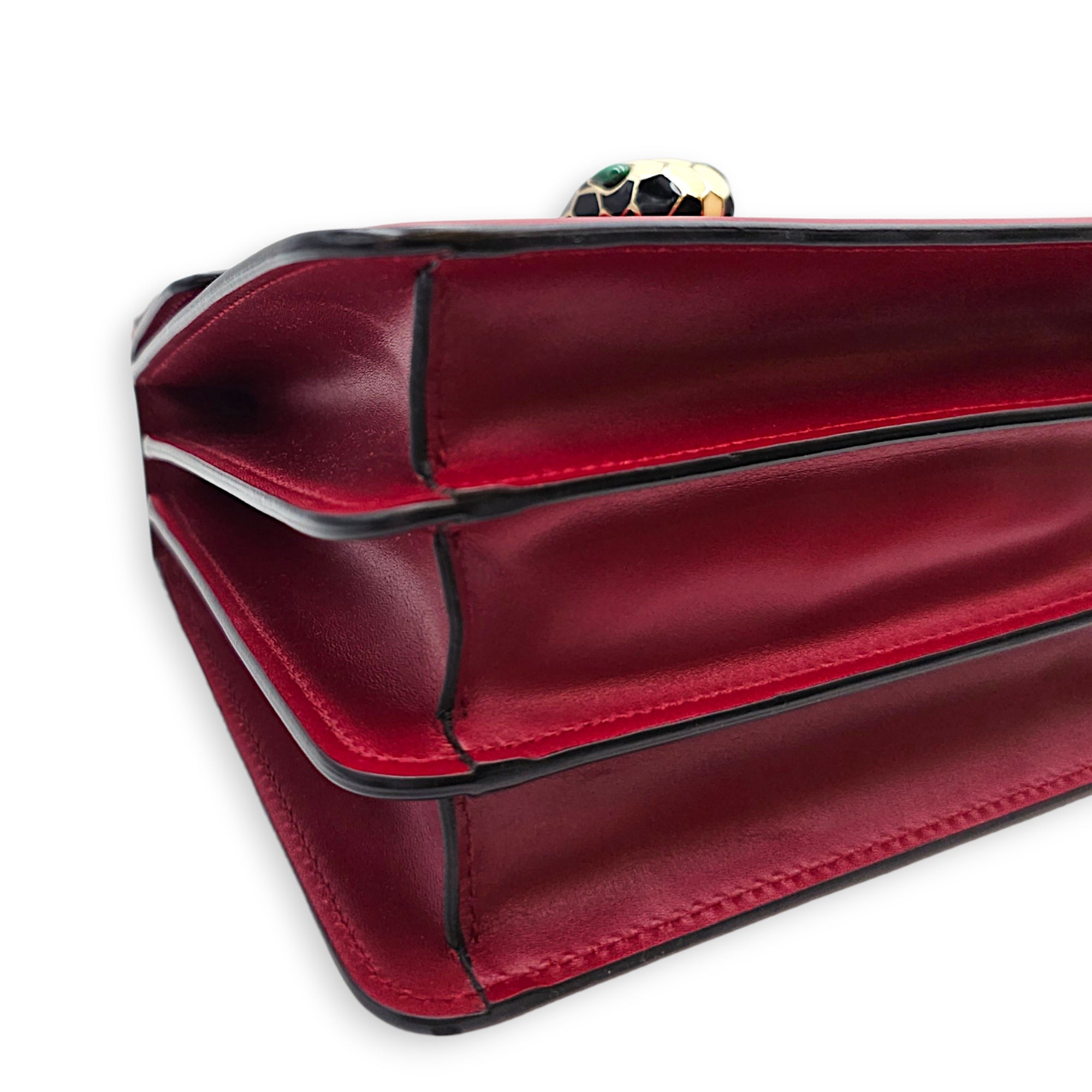Serpenti Forever 18cm Red Top Handle Bag in Calfskin Gold hardware CL2607-22539 11