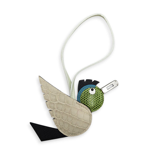 Birdy Charm Noir/pelouse/beton/vert fizz Bag Accessory in Chèvre/alligator/lizard Palladium hardware CL2607-22543 1