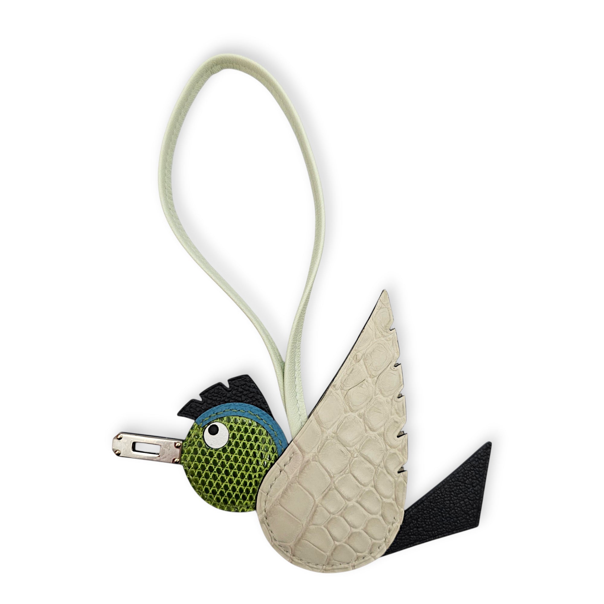 Birdy Charm Noir/pelouse/beton/vert fizz Bag Accessory in Chèvre/alligator/lizard Palladium hardware CL2607-22543 2