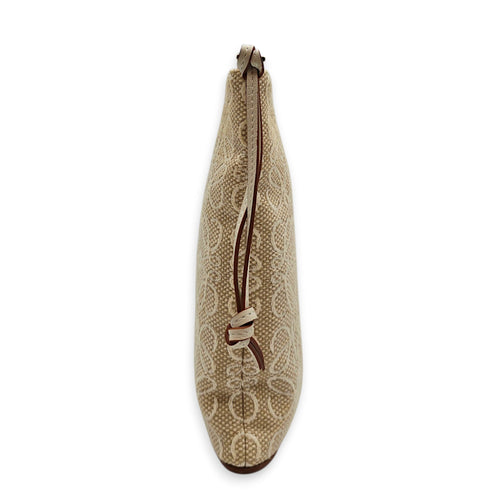 Anagram Oblong 27cm Beige Clutch in Canvas Gold hardware CL2607-22544 3