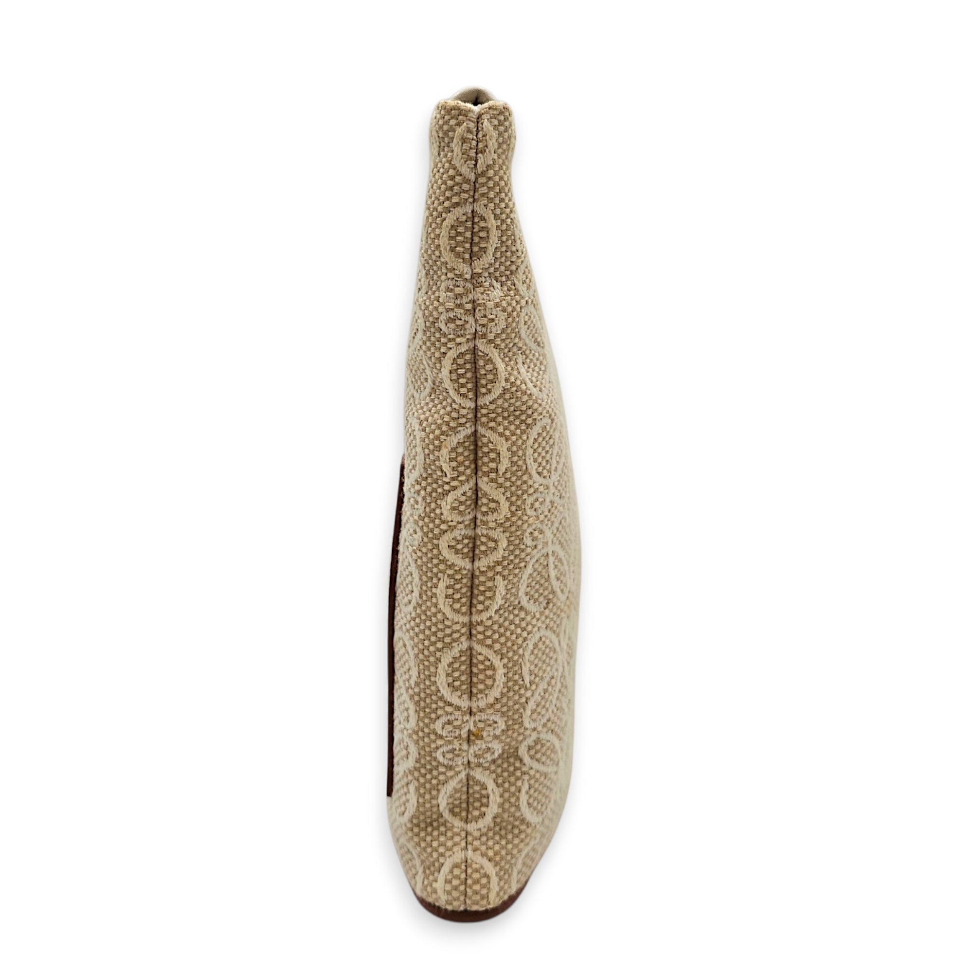 Anagram Oblong 27cm Beige Clutch in Canvas Gold hardware CL2607-22544 4