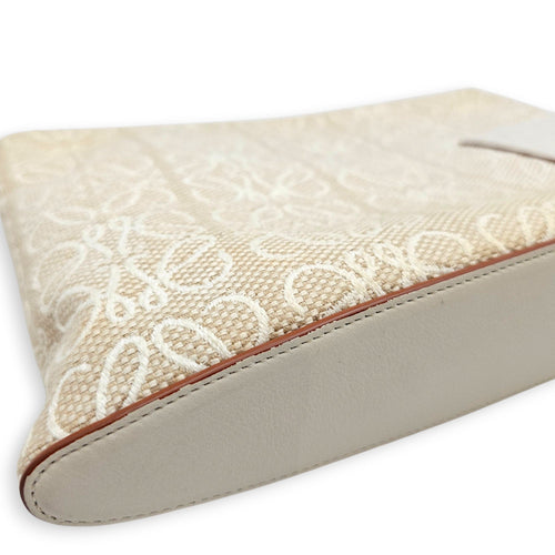 Anagram Oblong 27cm Beige Clutch in Canvas Gold hardware CL2607-22544 7