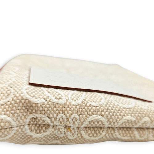Anagram Oblong 27cm Beige Clutch in Canvas Gold hardware CL2607-22544 8