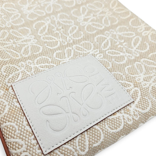 Anagram Oblong 27cm Beige Clutch in Canvas Gold hardware CL2607-22544 9