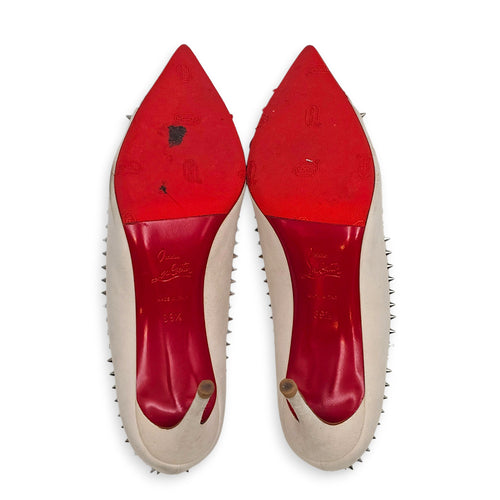 Duvette 100 Pumps Size 39.5 Beige Heels in Calfskin Silver hardware