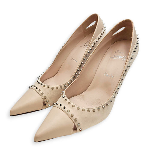 Duvette 100 Pumps Size 39.5 Beige Heels in Calfskin Silver hardware